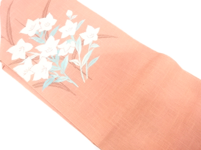 JAPANESE KIMONO / ANTIQUE SUMMER NAGOYA OBI / SILK / WOVEN FLOWER